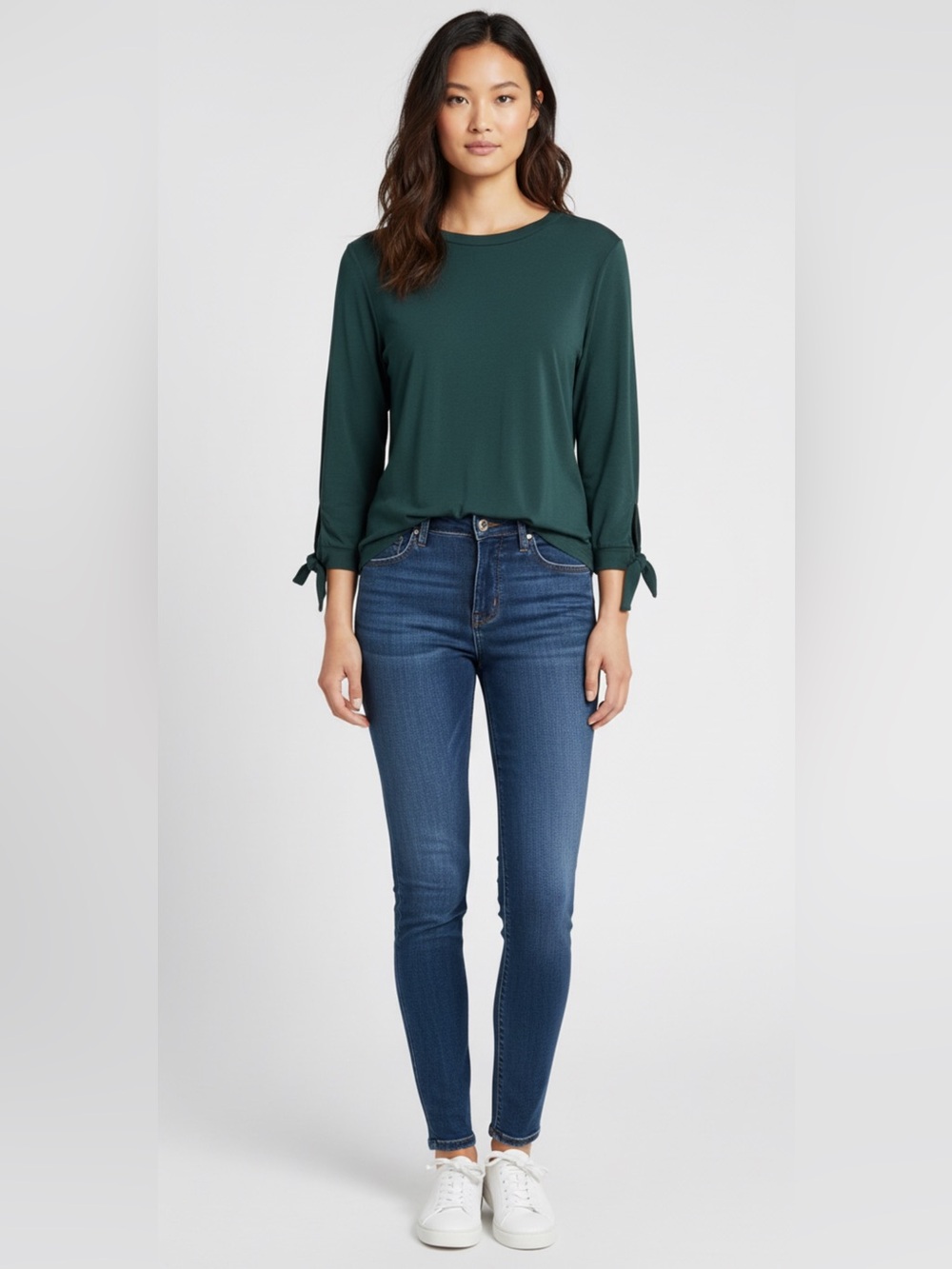 Loft Green Tie Sleeve Pullover Top
